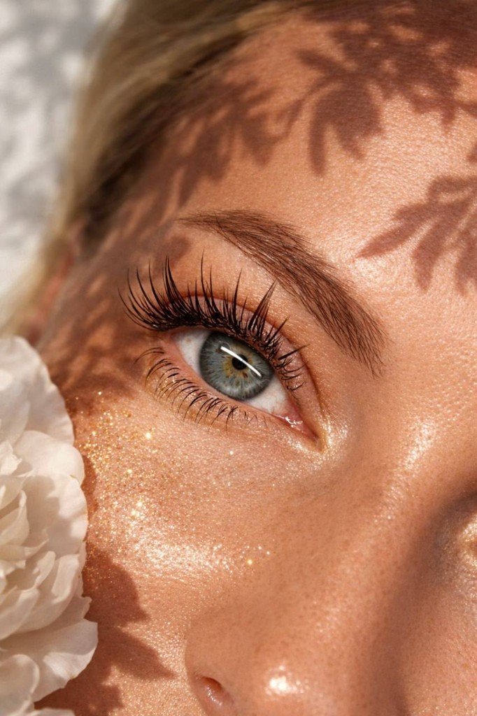 Lash extensions close-up